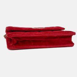 Pre Owned Balenciaga Red Velvet BB Chain Crossbody Bag