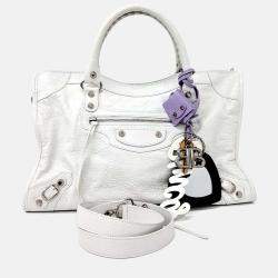 Pre Owned Balenciaga White Leather Le City Bag Medium