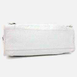 Pre Owned Balenciaga White Leather Le City Bag Medium