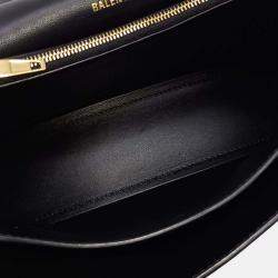 Pre Owned Balenciaga Black Leather Crush Chain Bag Small