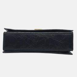 Pre Owned Balenciaga Black Leather Crush Chain Bag Small