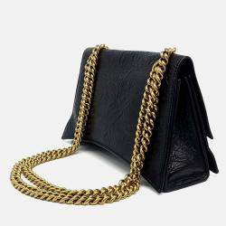 Pre Owned Balenciaga Black Leather Crush Chain Bag Small