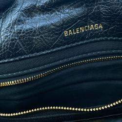 Pre Owned Balenciaga Monaco Chain shoulder Black Leather