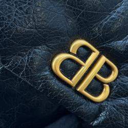 Pre Owned Balenciaga Monaco Chain shoulder Black Leather