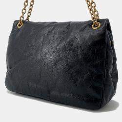 Pre Owned Balenciaga Monaco Chain shoulder Black Leather