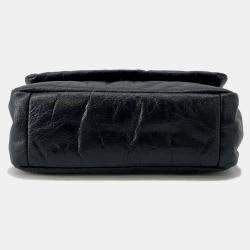 Pre Owned Balenciaga Monaco Chain shoulder Black Leather