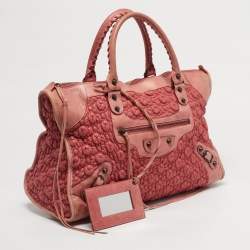 Pre Owned حقيبة يد بالنسياغا سيتي سموكد جلد وردي كبير جدا