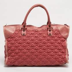 Pre Owned حقيبة يد بالنسياغا سيتي سموكد جلد وردي كبير جدا