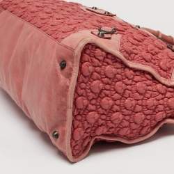 Pre Owned حقيبة يد بالنسياغا سيتي سموكد جلد وردي كبير جدا