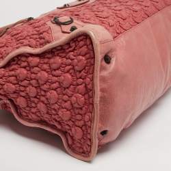 Pre Owned حقيبة يد بالنسياغا سيتي سموكد جلد وردي كبير جدا