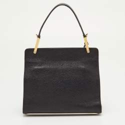 Pre Owned Balenciaga Black Leather and Ostrich Le Dix Cartable Top Handle Bag