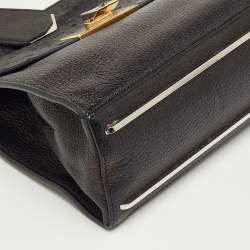 Pre Owned Balenciaga Black Leather and Ostrich Le Dix Cartable Top Handle Bag