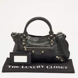 Pre Owned Balenciaga Black Leather Giant 12 First Bag