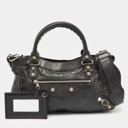 Pre Owned Balenciaga Black Leather Giant 12 First Bag
