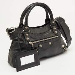 Pre Owned Balenciaga Black Leather Giant 12 First Bag