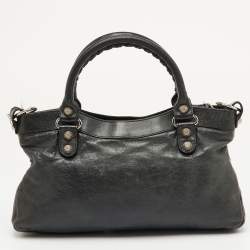 Pre Owned Balenciaga Black Leather Giant 12 First Bag