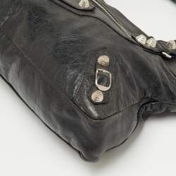 Pre Owned Balenciaga Black Leather Giant 12 First Bag