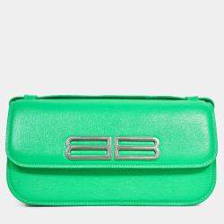مملوكة مسبقًا حقيبة كتف بالنسياغا جلد "جوسيب" أخضر