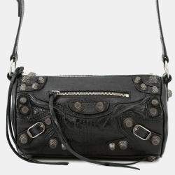 مملوكة مسبقًا حقيبة كتف بالنسياجا لي كاغول سيلندر جلد أسود