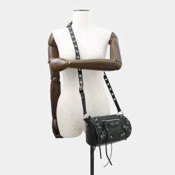 مملوكة مسبقًا حقيبة كتف بالنسياجا لي كاغول سيلندر جلد أسود