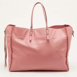 Pre Owned ح قيبة يد توتس بالنسياغا بابييه A4 جلد وردي