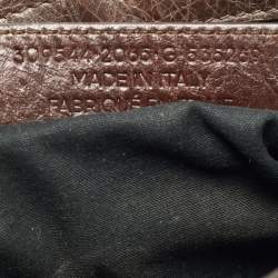 مملوكة مسبقًا حقيبة بالنسياقا سيتي كلاسيك جلد بني كاكاو صغيرة