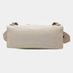 مملوكة مسبقًا Balenciaga White Mini Python Embossed Calfskin Neo Classic City Satchel