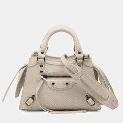 مملوكة مسبقًا Balenciaga White Mini Python Embossed Calfskin Neo Classic City Satchel