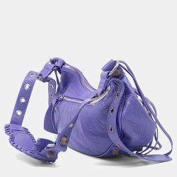 Pre Owned حقيبة لو كارجو جلد أرجواني صغيرة بالنسياغا