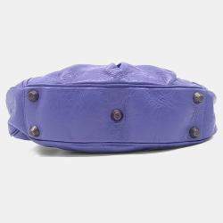 Pre Owned حقيبة لو كارجو جلد أرجواني صغيرة بالنسياغا