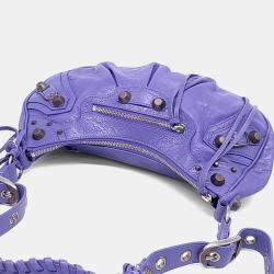 Pre Owned حقيبة لو كارجو جلد أرجواني صغيرة بالنسياغا