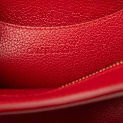 مملوكة مسبقًا حقيبة ساتشل بالينسياغا نيو كلاسيك صغیرة الحجم من جلد العجل الحُبيبي باللون الأحمر