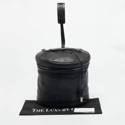 Pre Owned حقيبة يد علوية ب النسياقا سيليندر جلد أسود