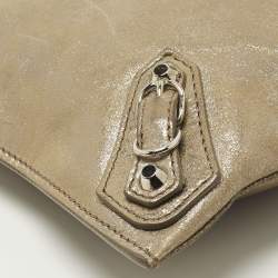 مملوكة مسبقًا Balenciaga Milky Way Papier Papier Gold Shimmer Leather Wristlet Clutch