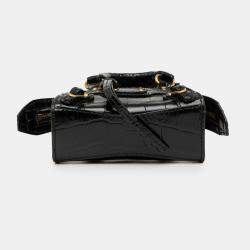 مملوكة مسبقًا Balenciaga Black Super Nano Croc Embossed Calfskin Neo Classic City