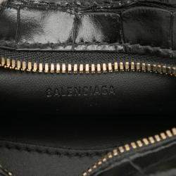 مملوكة مسبقًا Balenciaga Black Super Nano Croc Embossed Calfskin Neo Classic City
