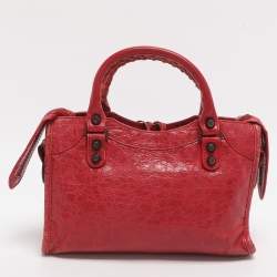 مملوكة مسبقًا Balenciaga Motorcycle City Mini Giant 12 Hardware Red Leather Tote