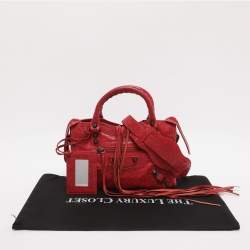 مملوكة مسبقًا Balenciaga Motorcycle City Mini Giant 12 Hardware Red Leather Tote