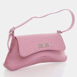 Pre Owned Balenciaga XX Pink Fabric Glitter  Flap