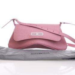 Pre Owned Balenciaga XX Pink Fabric Glitter  Flap