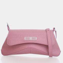 Pre Owned Balenciaga XX Pink Fabric Glitter  Flap