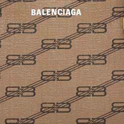 Pre Owned Balenciaga BB Medium Beige/Brown Monogram Coated Canvas Tote