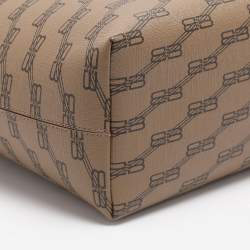 Pre Owned Balenciaga BB Medium Beige/Brown Monogram Coated Canvas Tote