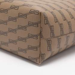 Pre Owned Balenciaga BB Medium Beige/Brown Monogram Coated Canvas Tote