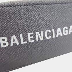 مملوكة مسبقًا Balenciaga Grey Leather Necklace Card Holder