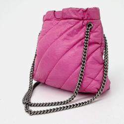 Pre Owned حقيبة بالنسياغا كراش جلد وردي توت