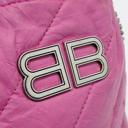 Pre Owned حقيبة بالنسياغا كراش جلد وردي توت