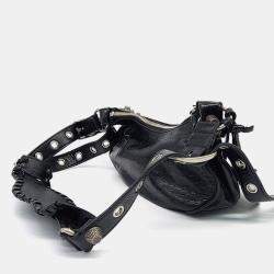 Pre Owned حقيبة بالنسياقا لِ كارجو سوداء جلد مع قرط بالحجم صغير جداً