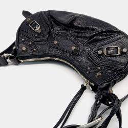 Pre Owned حقيبة بالنسياقا لِ كارجو سوداء جلد مع قرط بالحجم صغير جداً