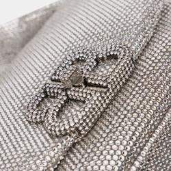 مملوكة مسبقًا حقيبة كتف سلينغ موناكو جلد العجل مزينة بأحجار الراين فضية صغيرة بالنسياغا